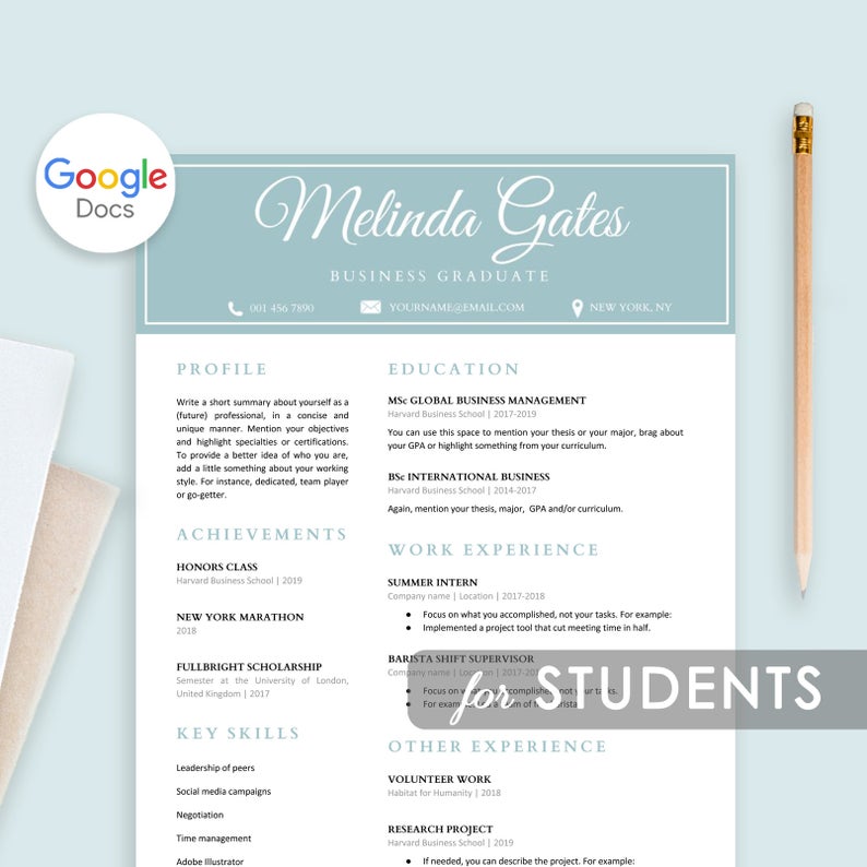 Student Google Docs Resume Template