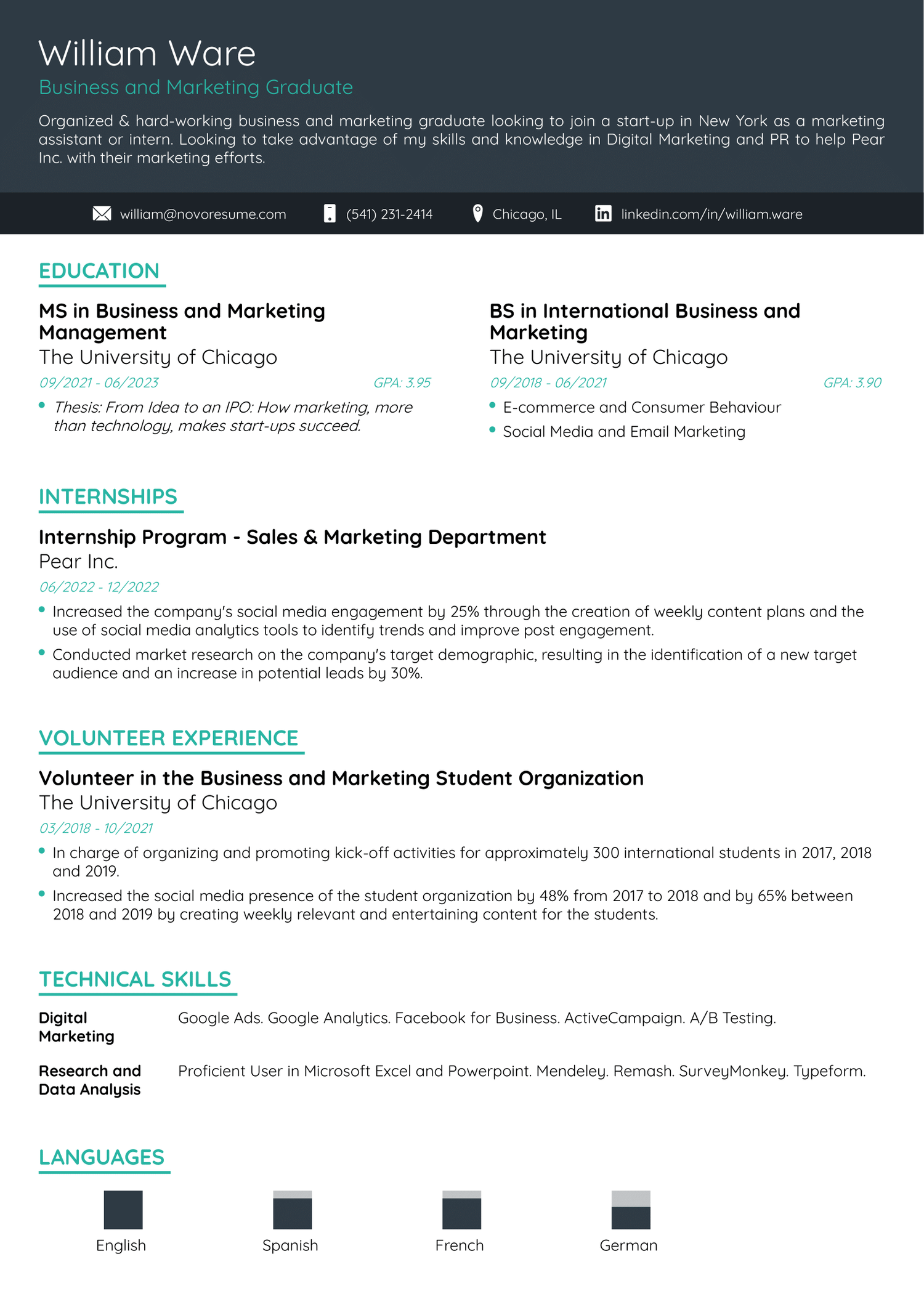 Creative Resume Template Student