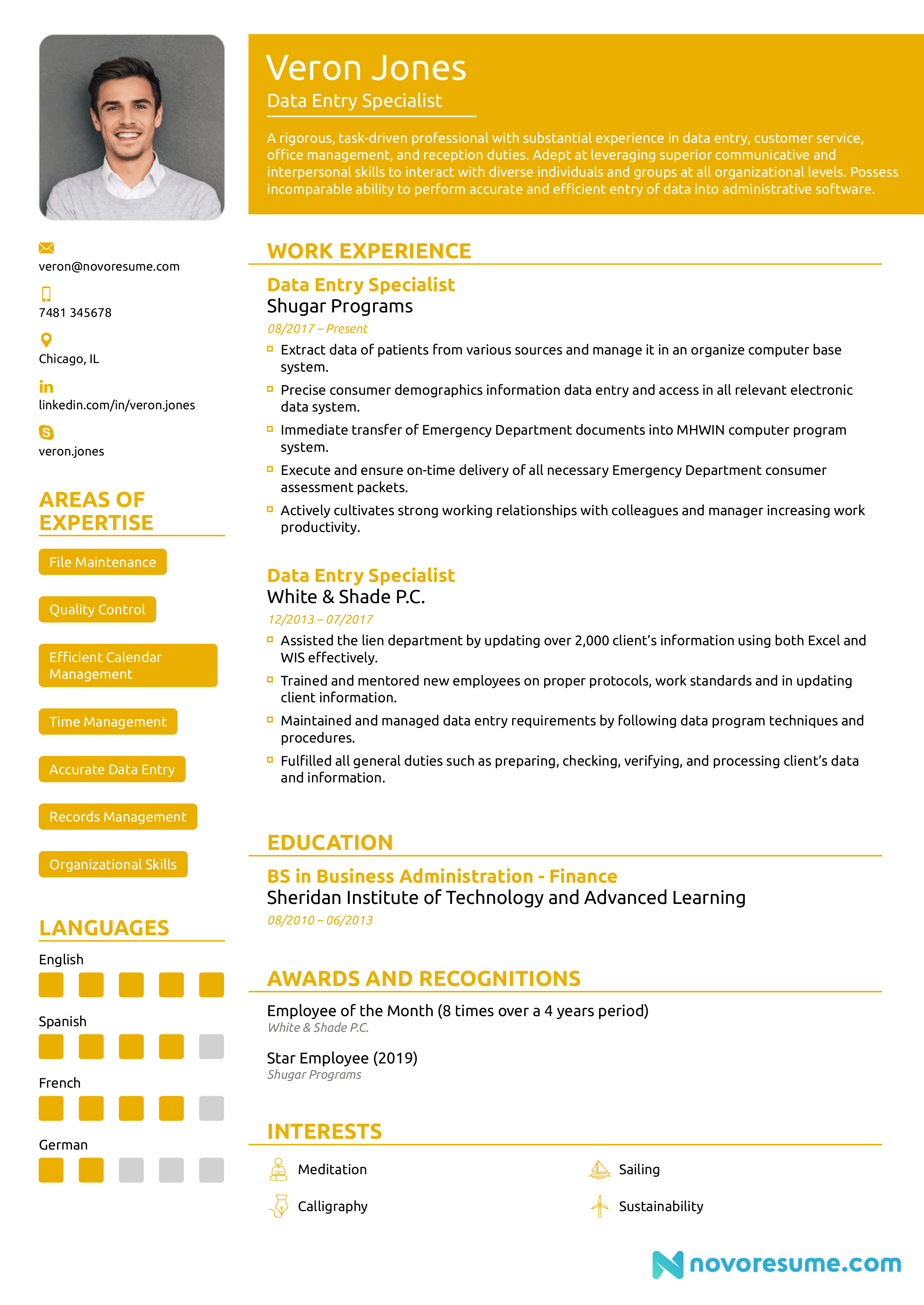 data entry resume sample