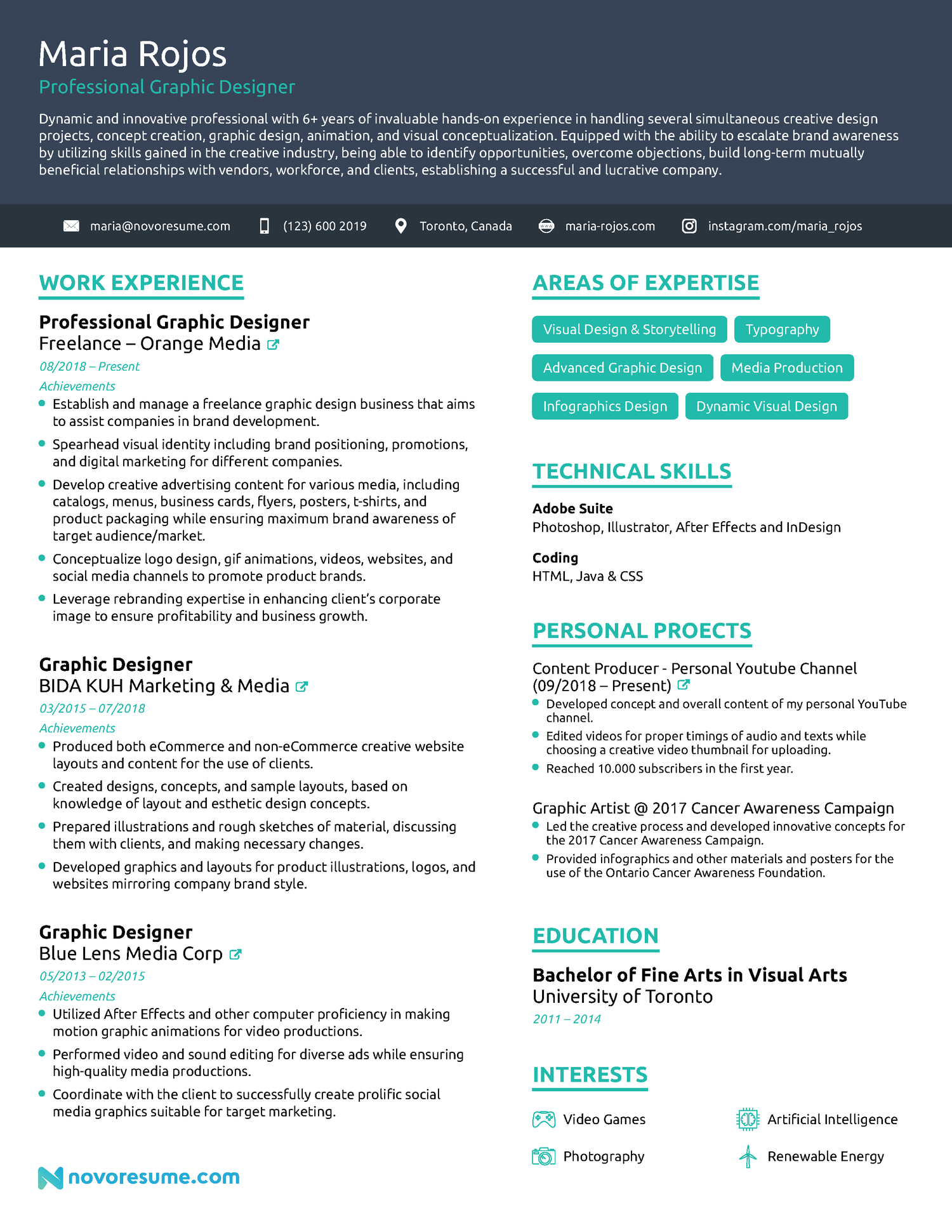 Graphic Designer CV Example