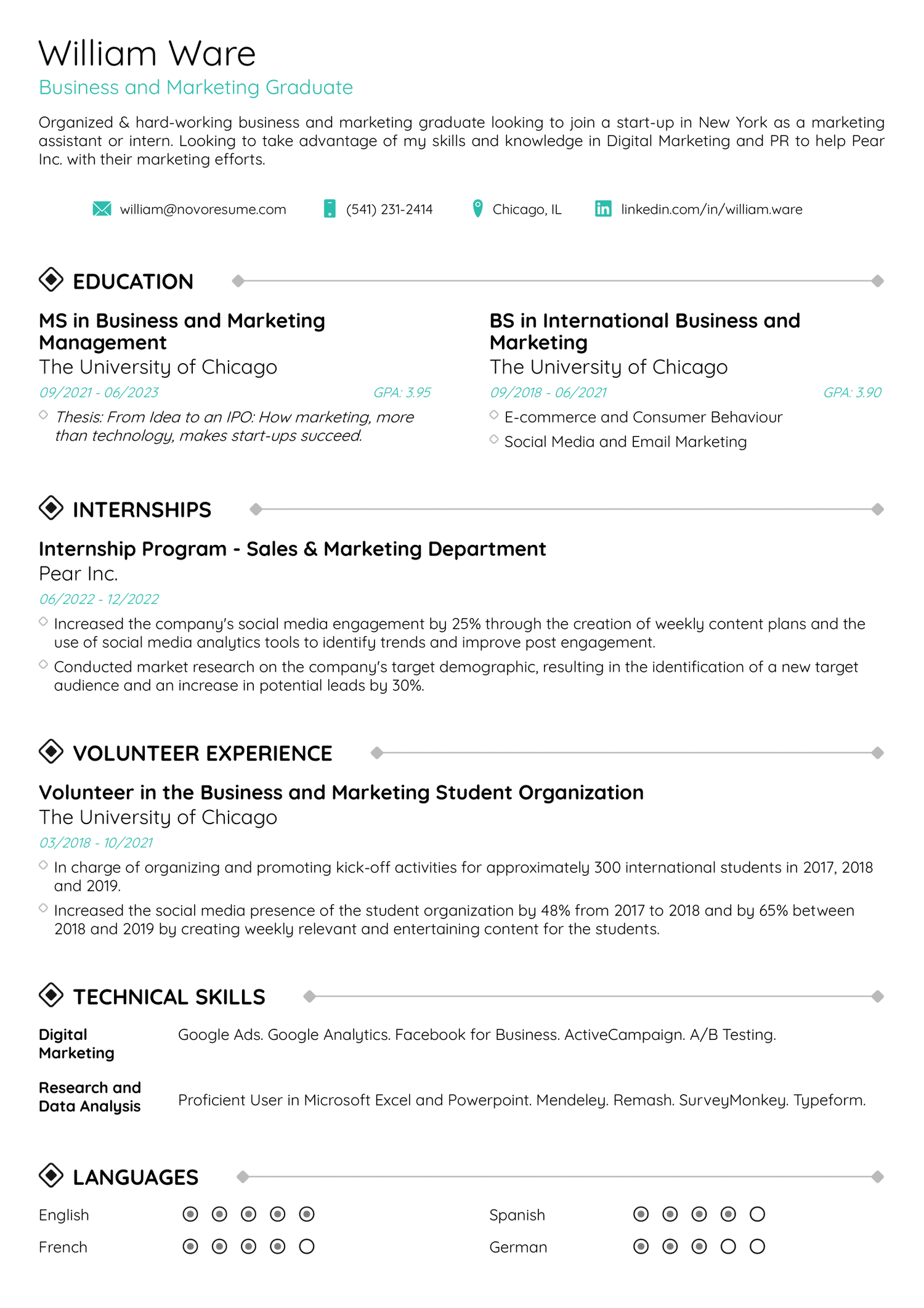 Minimalist Student Resume Template