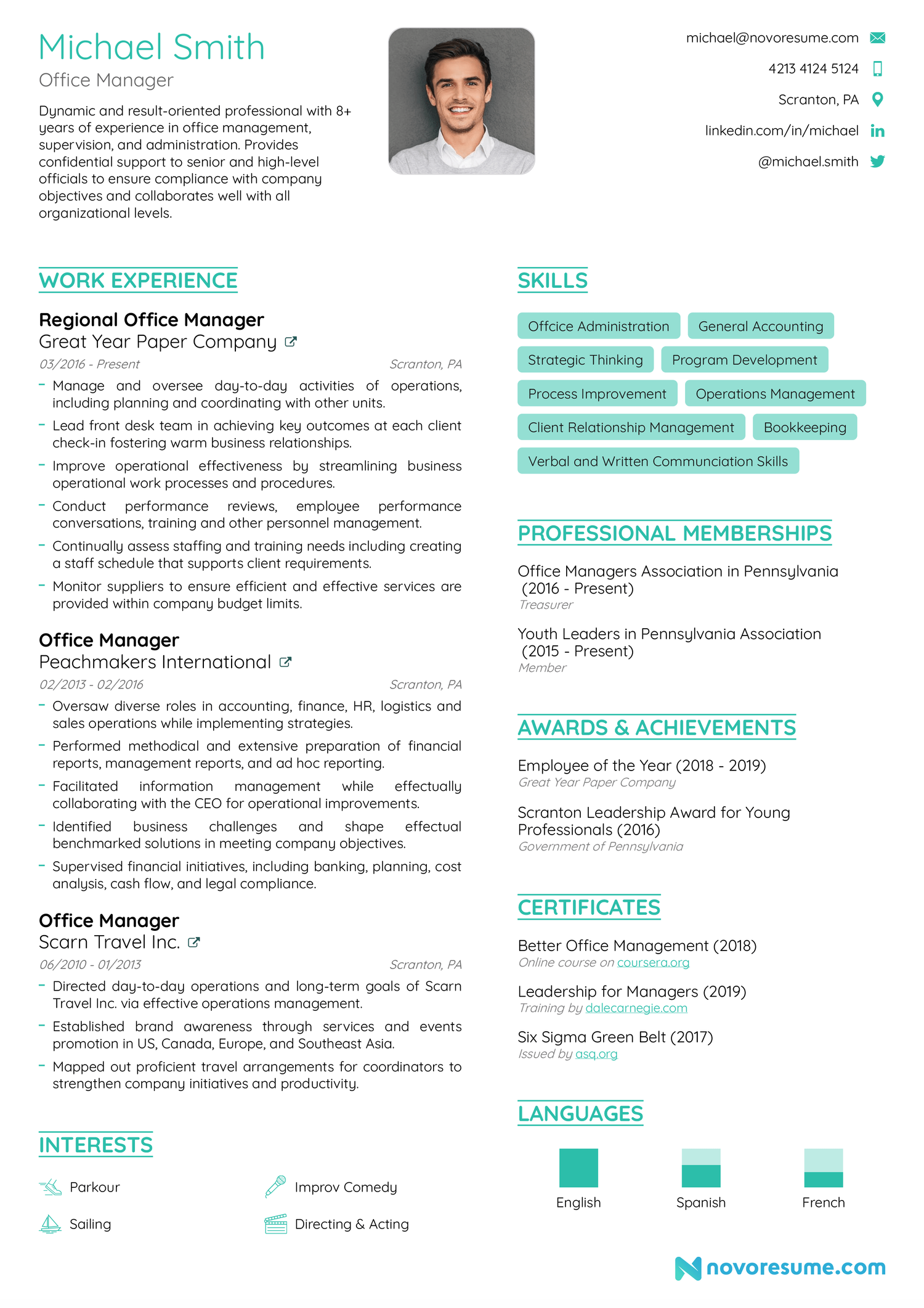 Office Manager CV Example