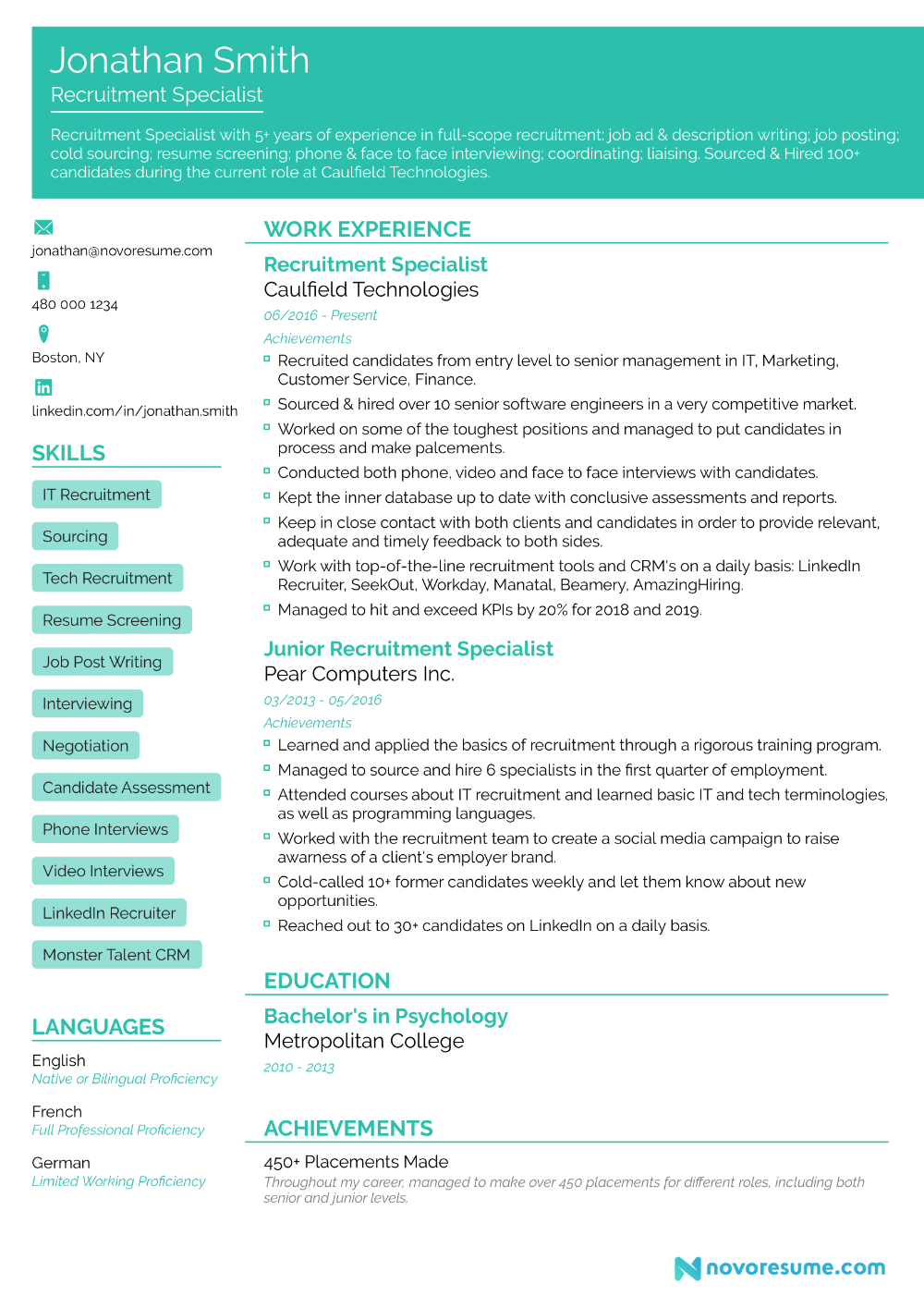 recruiter resume example