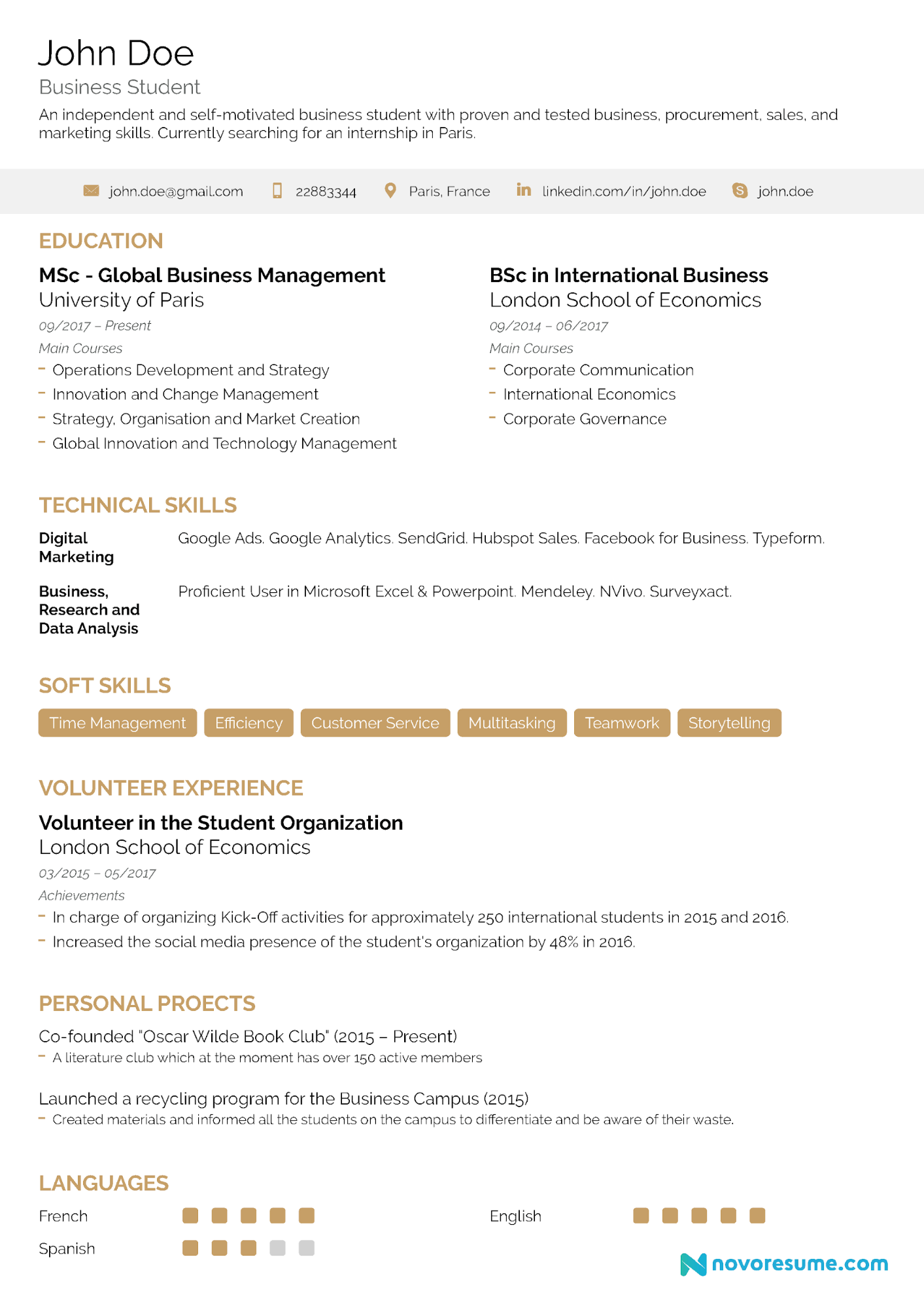 resume for first job